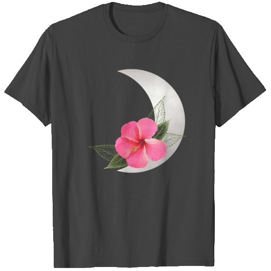 Halfmoon with Hibiscus flower - tropical flower T Shirts