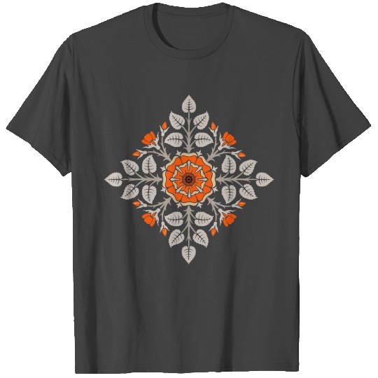 beige black and orange abstract flower art T Shirts