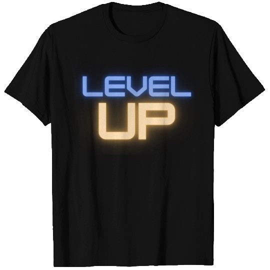 Black Level Up Neon Typography T Shirts