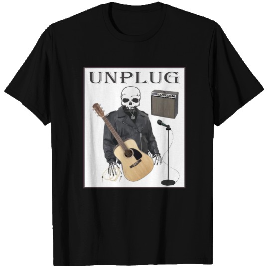 UNPLUG GUITAR PLAYER AND SINGER Blanc T Shirts