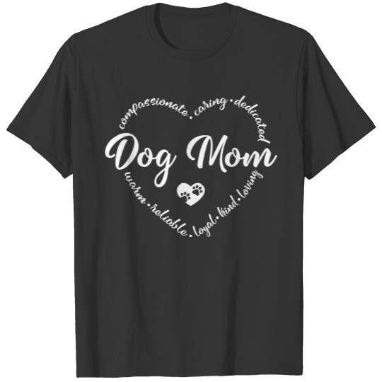 Dog mom heart with paw prints T-shirt