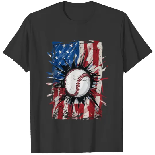 4th Of July Vintage Baseball USA American Flag T Shirts