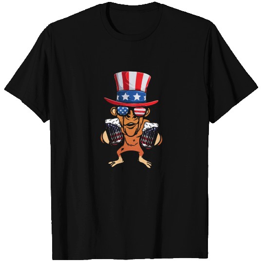 Patriotic Day Monkey US Flag Funny 4th Of July T Shirts