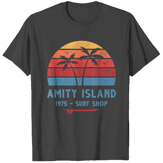 Amity Island Surfing 1975 Surf Shop Sunset Surfing T Shirts