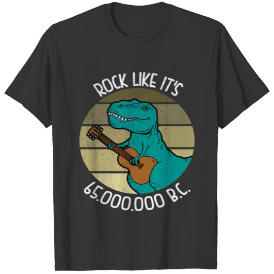 Cute Dinosaur Playing Acoustic Guitar T-Rex T-shirt