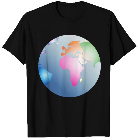 blue planet earth with colorful continents T Shirts