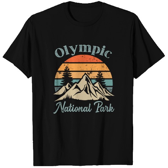 Olympic National Park Retro Vintage Mountain Sunse T Shirts