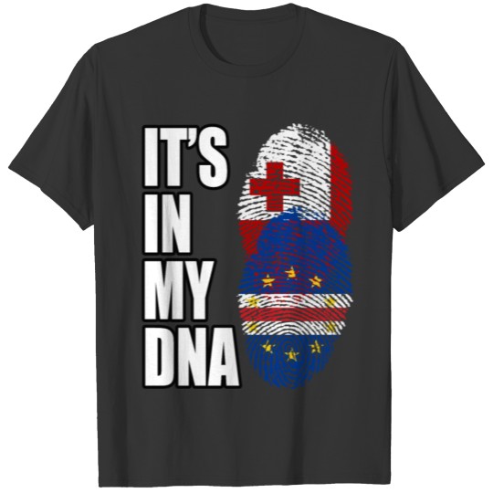 Tongan And Cabo Verdean Mix Heritage DNA Flag T-shirt