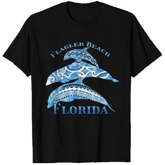 Flagler Beach Florida Vacation Tribal Dolphins T Shirts