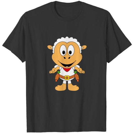 SHEEP - COWBOY - WESTERN - REVOLVER - CARROTS T-shirt