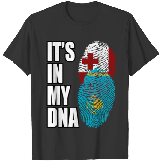 Tongan And Kazakhstani Mix Heritage DNA Flag T-shirt