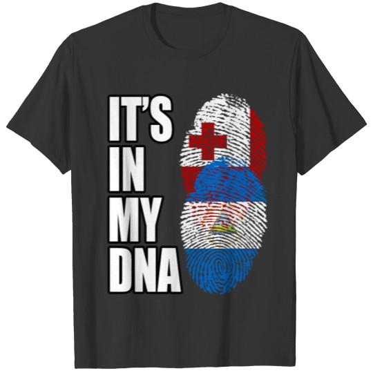 Tongan And Nicaraguan Mix Heritage DNA Flag T-shirt