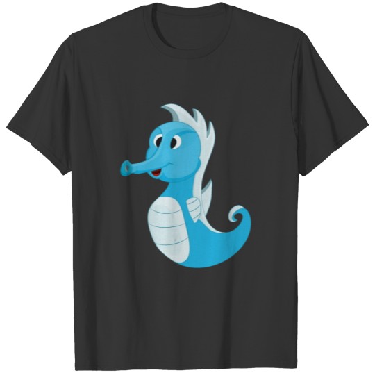 cartoon blue seahorse T-shirt
