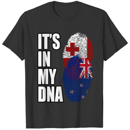 Tongan And New Zealand Mix Heritage DNA Flag T-shirt