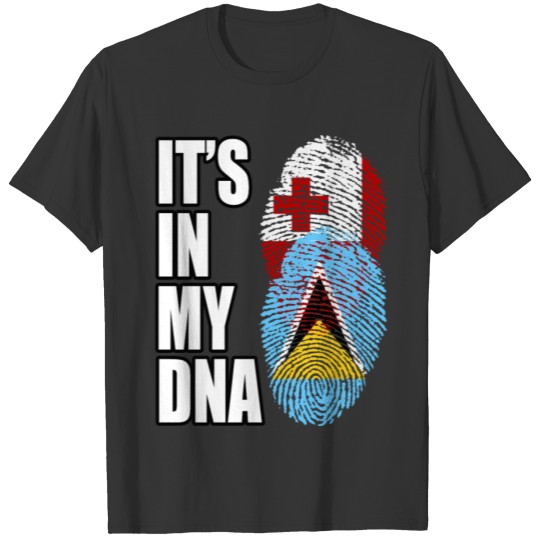 Tongan And Saint Lucian Mix Heritage DNA Flag T-shirt