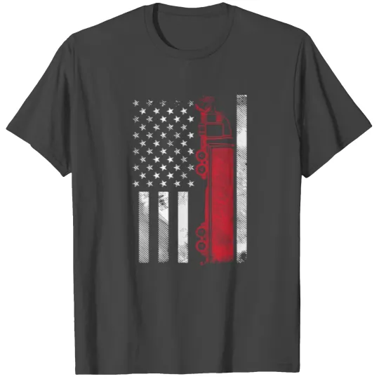 US American Flag Semi Truck Driver 18 Wheeler T Shirts