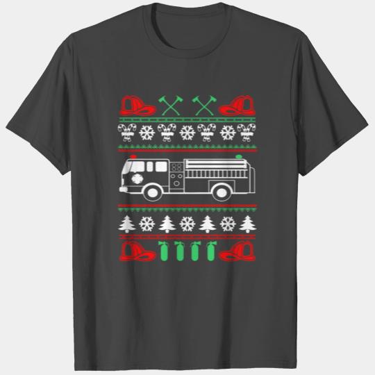Firefighter Ugly Christmas Fireman T Shirts