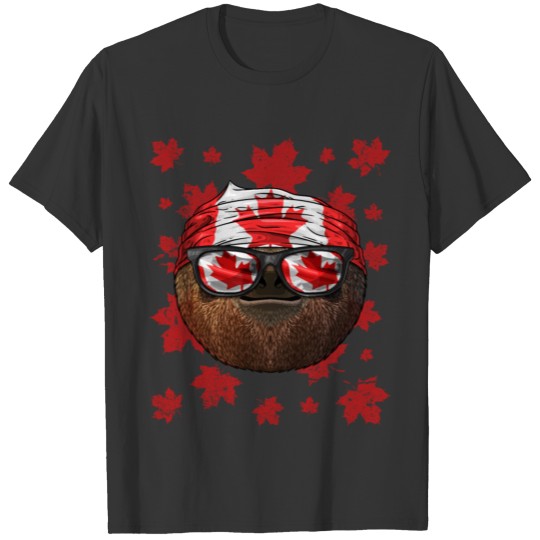 Canadian Sloth Patriotic Canada Flag Maple Leaf Pr T-shirt
