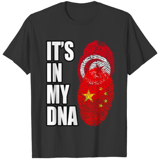 Tunisian And Chinese Mix Heritage DNA Flag T-shirt