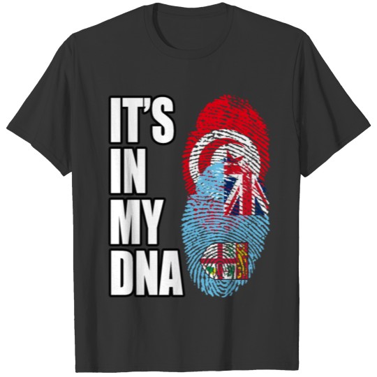 Tunisian And Fijian Mix Heritage DNA Flag T-shirt