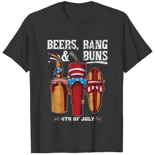 4th of July Beer Hot Dogs Fireworks T Shirts