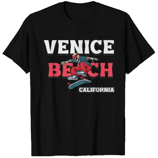 Venice Beach California Skeleton Skateboarder T Shirts