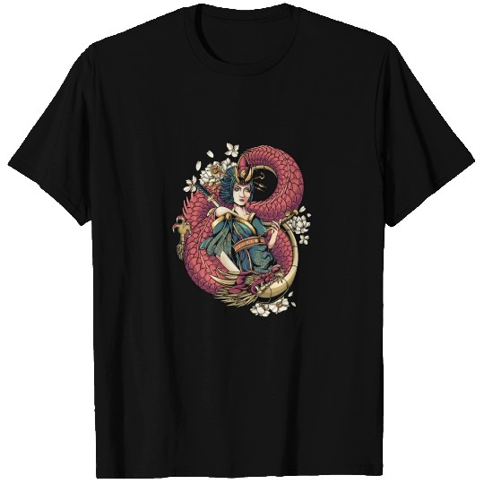 Geisha red dragon T Shirts
