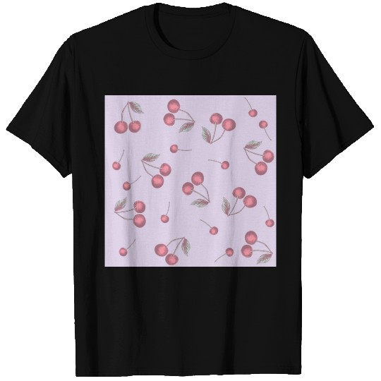 Retro Vintage Pastel Cool Lavender Cherry Pattern T Shirts