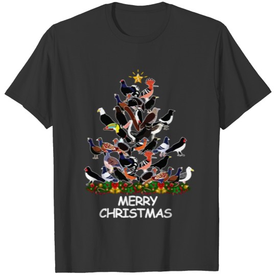Bird Christmas Tree Merry Christmas T Shirts
