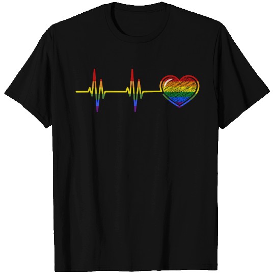 Colorful LGBTQ Flag Heart Lesbian Gay Pride T Shirts