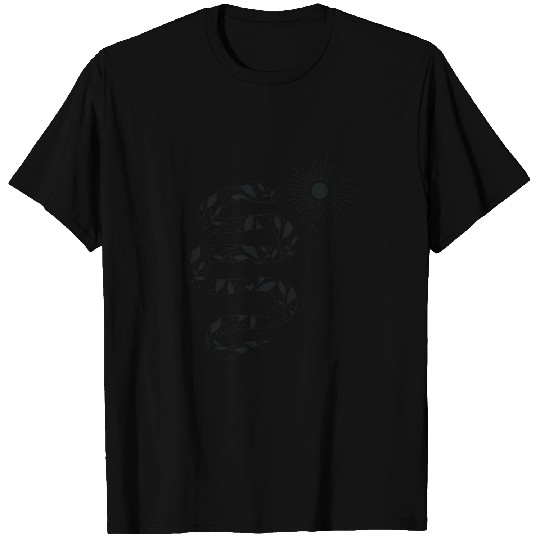 Leafy Pattern Snake Under The Sun T Shirts