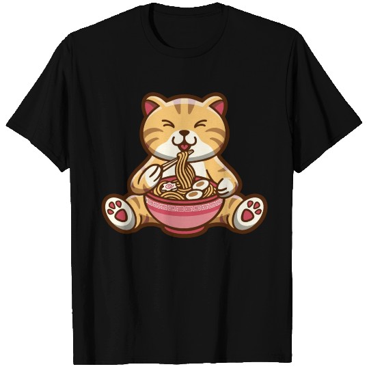 Cat eating Ramen T Shirts