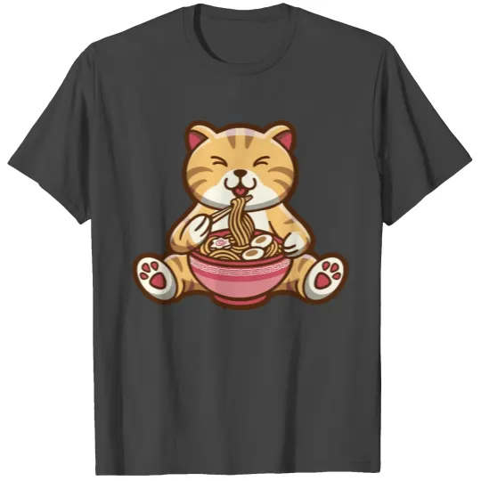 Cat eating Ramen T Shirts