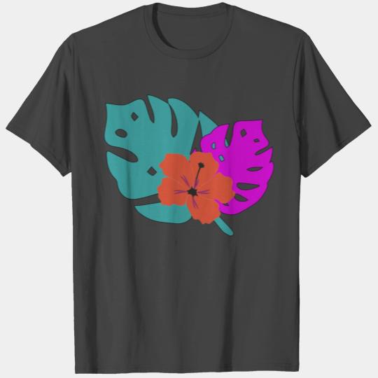 Hibiscus and leaves T Shirts