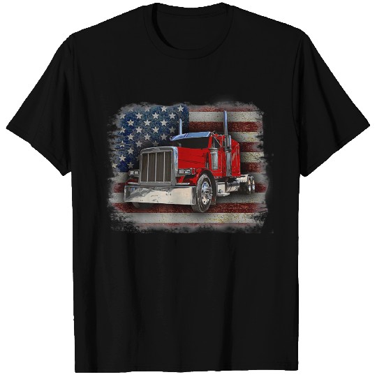 Trucker with American Flag and Big Rig T Shirts