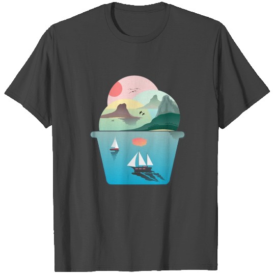 Summer Ice Cream Ocean Wanderlust Sailing Sunset T Shirts