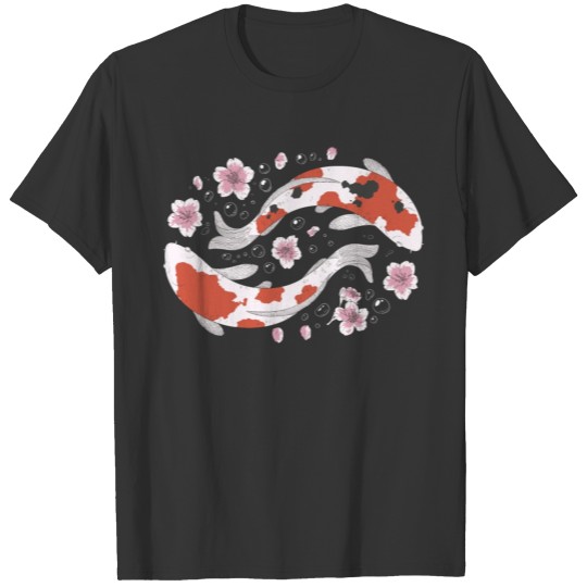 Japanese Koi Fish and Cherry Blossom T Shirts