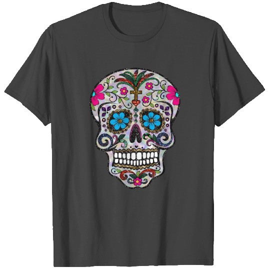 sequin print Sugar Skulls Classic T Shirts