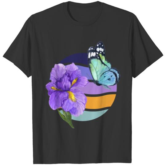 Nice Butterfly With Flower And Wave Pattern T Shirts