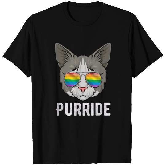 Cat Pride LGBTQ Sunglasses Rainbow Flag Kitten T Shirts