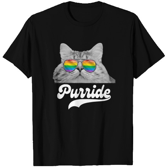 Funny Cat LGBT Sunglasses Rainbow Flag Gay Pride T Shirts