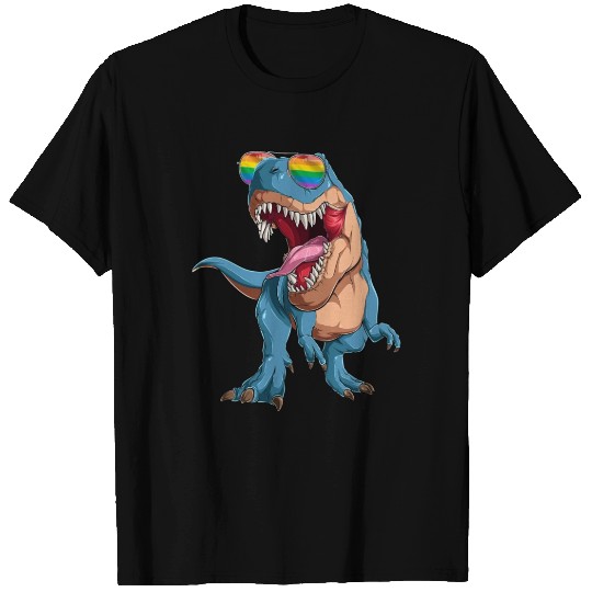 Funny Trex LGBT Gay Pride Rainbow Flag T Shirts
