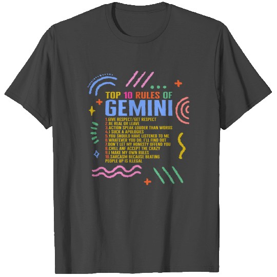 Zodiac Sign T Shirts, Top 10 Rules Of Gemini T Shirts,