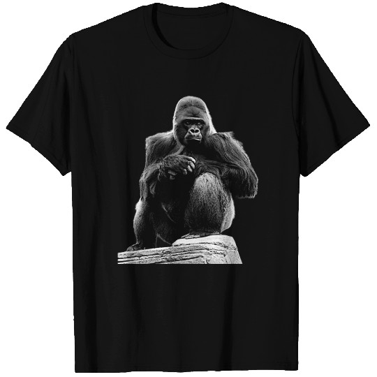 Silverback Gorilla Sitting on Stone T Shirts