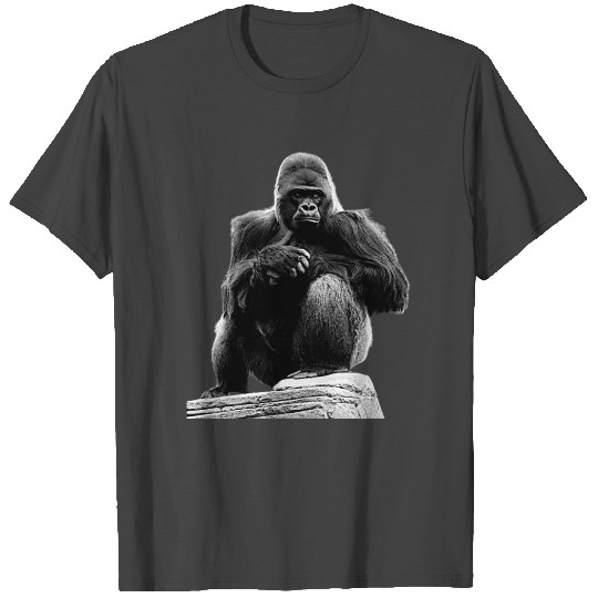 Silverback Gorilla Sitting on Stone T Shirts