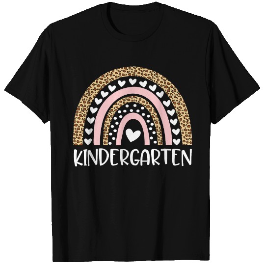 Kindergarten Teacher Leopard Rainbow Teacher Back T Shirts