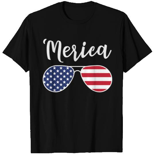 Merica Red Whie And Blue Stars Stripes Sunglasses T Shirts