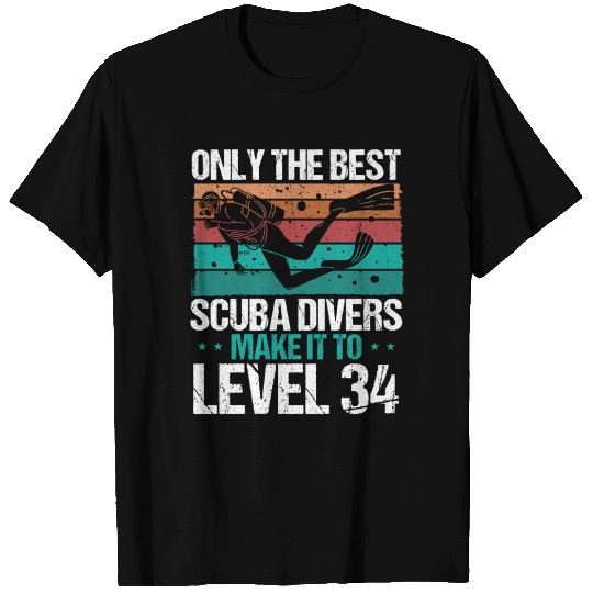 34 Scuba Diving Level 34 Year Diver Snorkeling T Shirts
