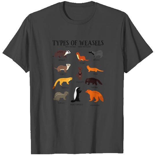 Types of Weasels for Weasels and Animals Lover T Shirts