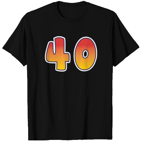 Number 40 Red - Orange Design T Shirts